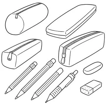 Vector set of pencil case Stock Illustration