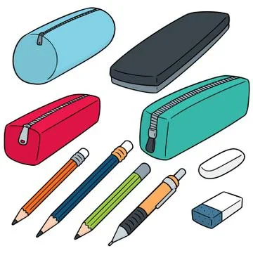 Vector set of pencil case Illustrazione stock