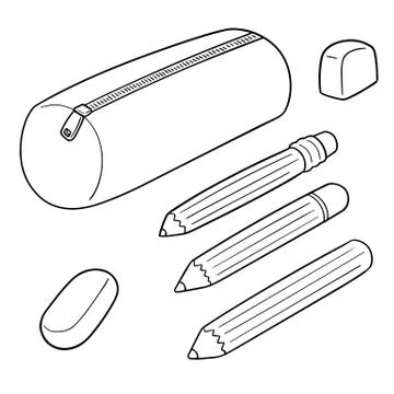 Vector set of pencil case Stock Illustration