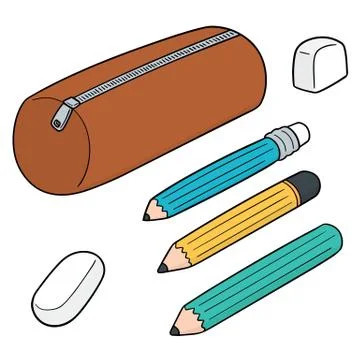 Vector set of pencil case Stock Illustration