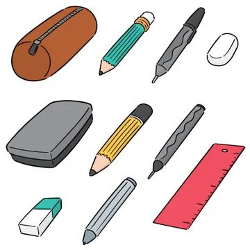 Vector set of pencil case Illustrazione stock
