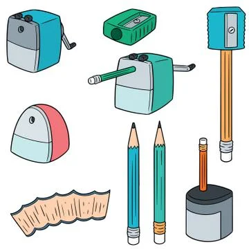 Vector set of pencil sharpener Stock Illustration