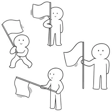 Vector set of people and flag Stock Illustration