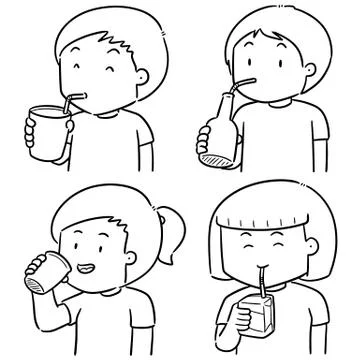 Vector set of people drinking Stock Illustration