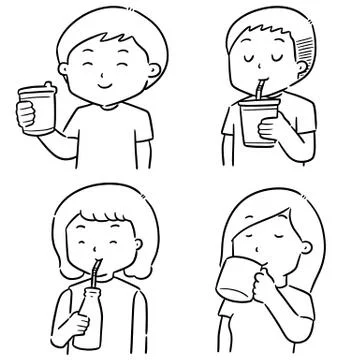 Vector set of people drinking Stock Illustration