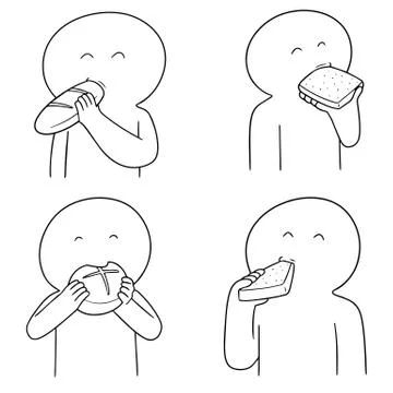 Vector set of people eating bread Illustrazione stock