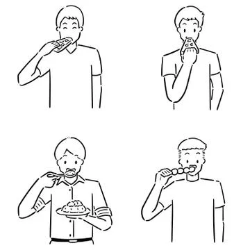Vector set of people eating Stock Illustration