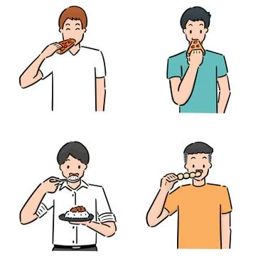 Vector set of people eating Stock Illustration
