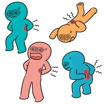 Vector set of people got backache Stock Illustration