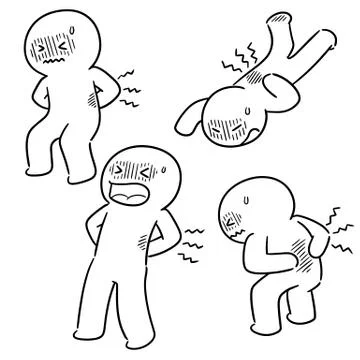 Vector set of people got backache Illustrazione stock