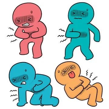 Vector set of people got stomachache Stock Illustration