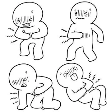 Vector set of people got stomachache Stock Illustration