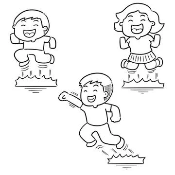 Vector set of people jumping Stock Illustration