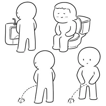 Vector set of people peeing Illustrazione stock