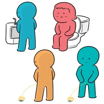 Vector set of people peeing Stock Illustration