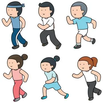 Vector set of people running Illustrazione stock