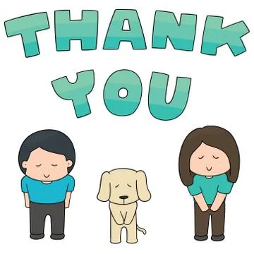 Vector set of people saying thank you Stock Illustration