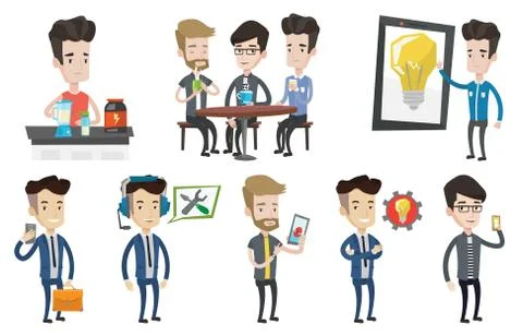 Vector set of people using modern technologies Illustrazione stock