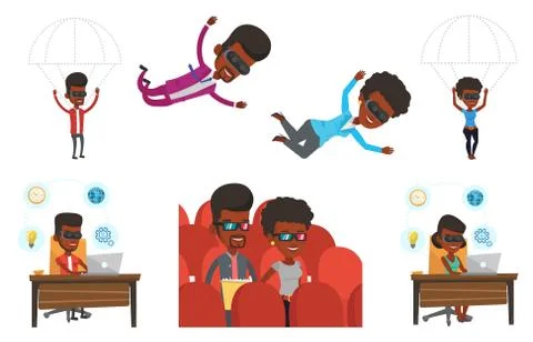 Vector set of people using modern technologies イラスト素材