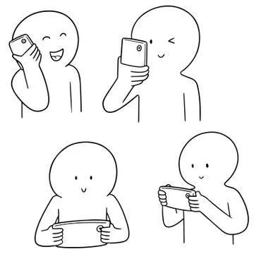 Vector set of people using smartphone Stock Illustration