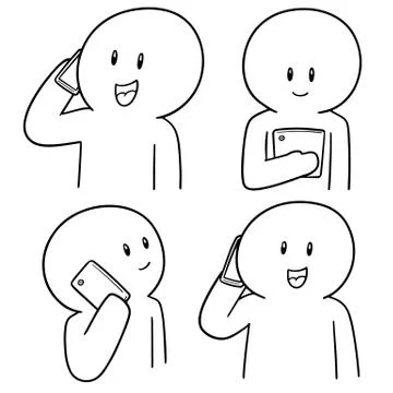 Vector set of people using smartphone Stock Illustration