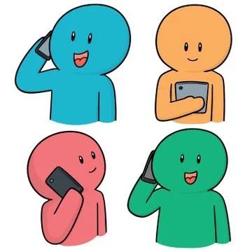 Vector set of people using smartphone Stock Illustration