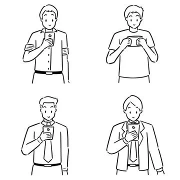 Vector set of people using smartphone Stock Illustration