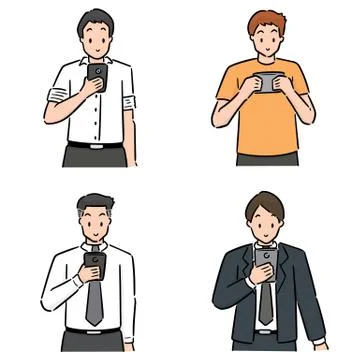 Vector set of people using smartphone Stock Illustration