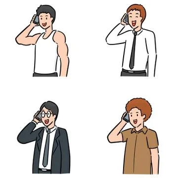 Vector set of people using smartphone Illustrazione stock