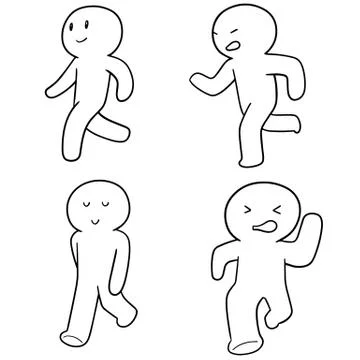 Vector set of people walk and run Stock Illustration