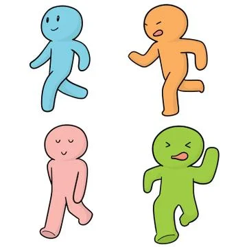 Vector set of people walk and run Stock Illustration