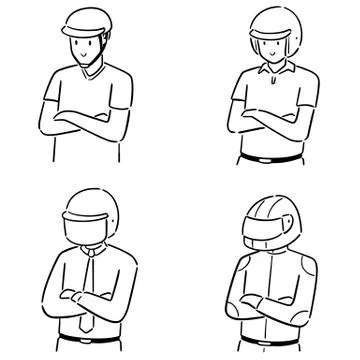 Vector set of people wearing helmet Stock Illustration