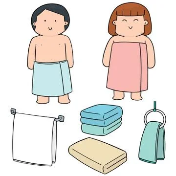 Vector set of people wearing towel Illustrazione stock