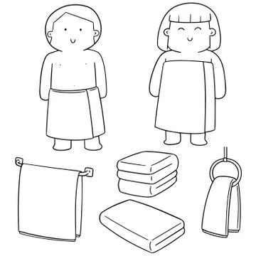 Vector set of people wearing towel Stock Illustration