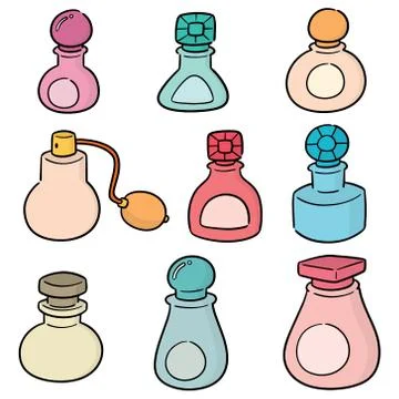 Vector set of perfume bottle Stock Illustration