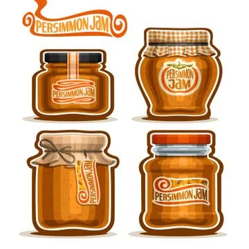 Vector set of Persimmon Jam Stock Illustration