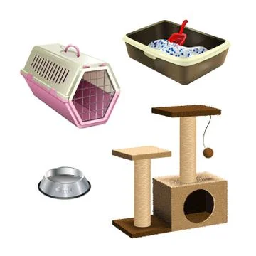 Vector set of pet shop accessories. Stock Illustration