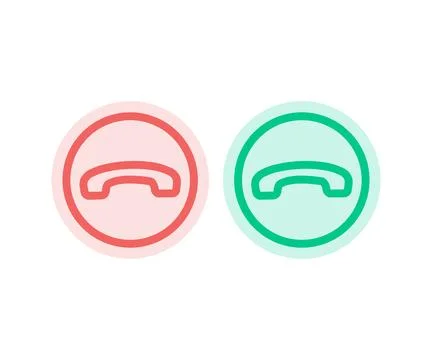 Vector set phone call icons. Accept call and decline handset button logo design. Stock Illustration