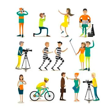 Vector set of photo and video concept design elements, icons Stock Illustration