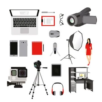 Vector set photography equipment Illustrazione stock