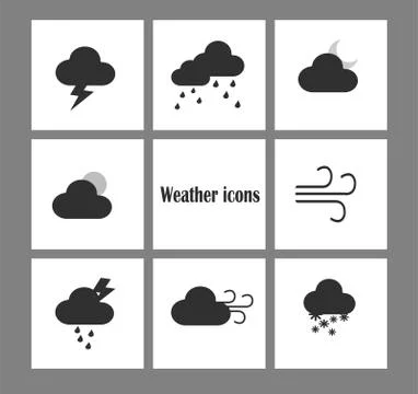 Vector set pictogram weather forecast Stock Illustration