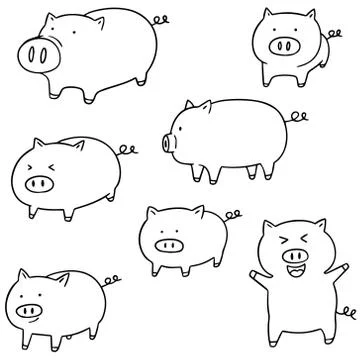 Vector set of pig Stock Illustration