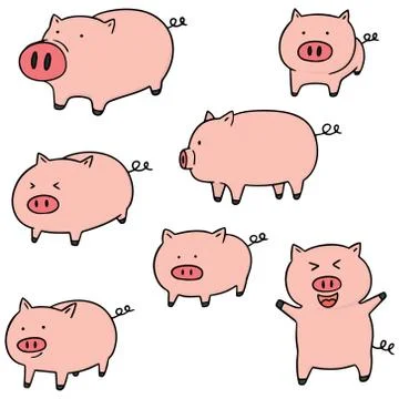 Vector set of pig Stock Illustration