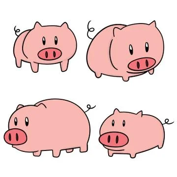 Vector set of pig Stock Illustration