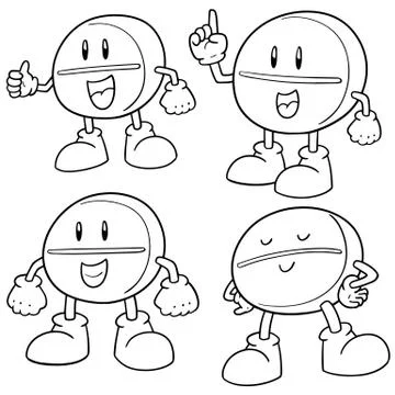 Vector set of pill cartoon Stock Illustration