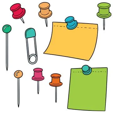 Vector set of pin and memonote Stock Illustration