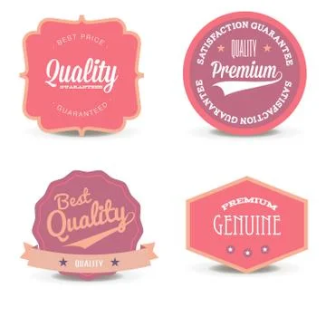 Vector set pink label website offer quality white layout special retail blank Иллюстрация