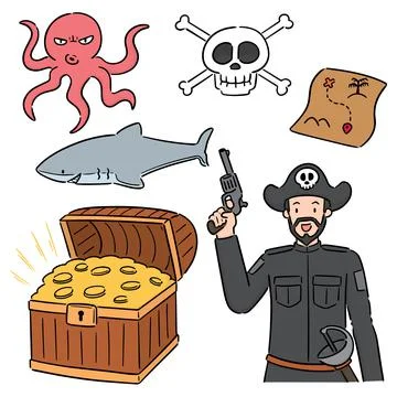 Vector set of pirate Stock Illustration