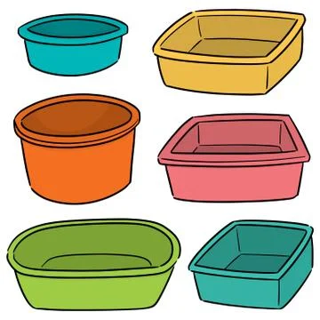 Vector set of plastic basin Illustrazione stock