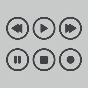 Vector set player buttons. Play, stop, rewind, forward, pause, record symbols Иллюстрация